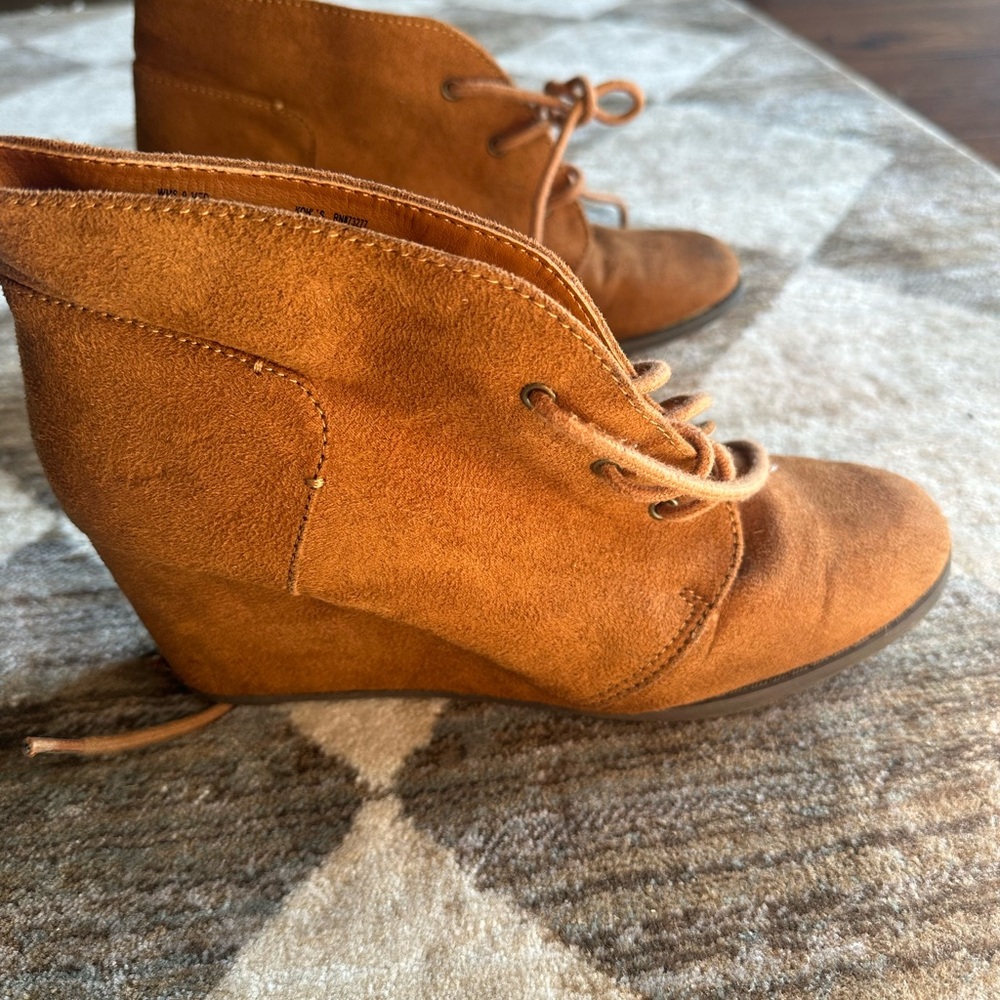 Brown Suede Wedge Ankle Boots
